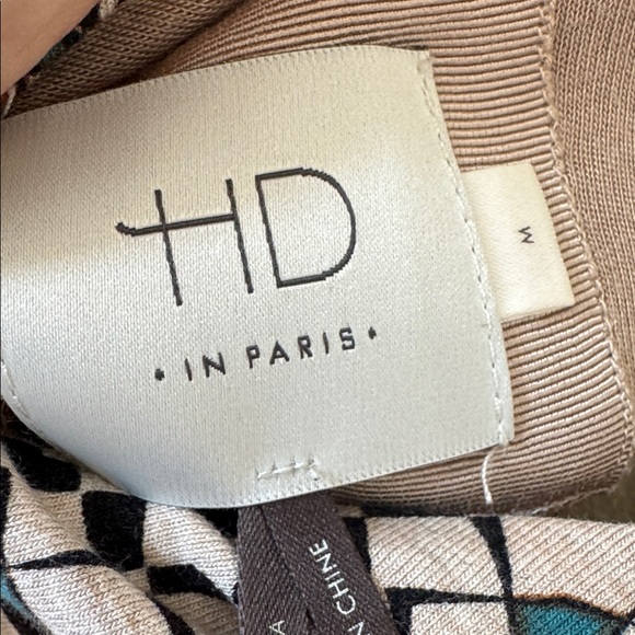 Anthropologie HD in Paris modal art deco asymmetrical midi dress turquoise sz M - Picture 7 of 7